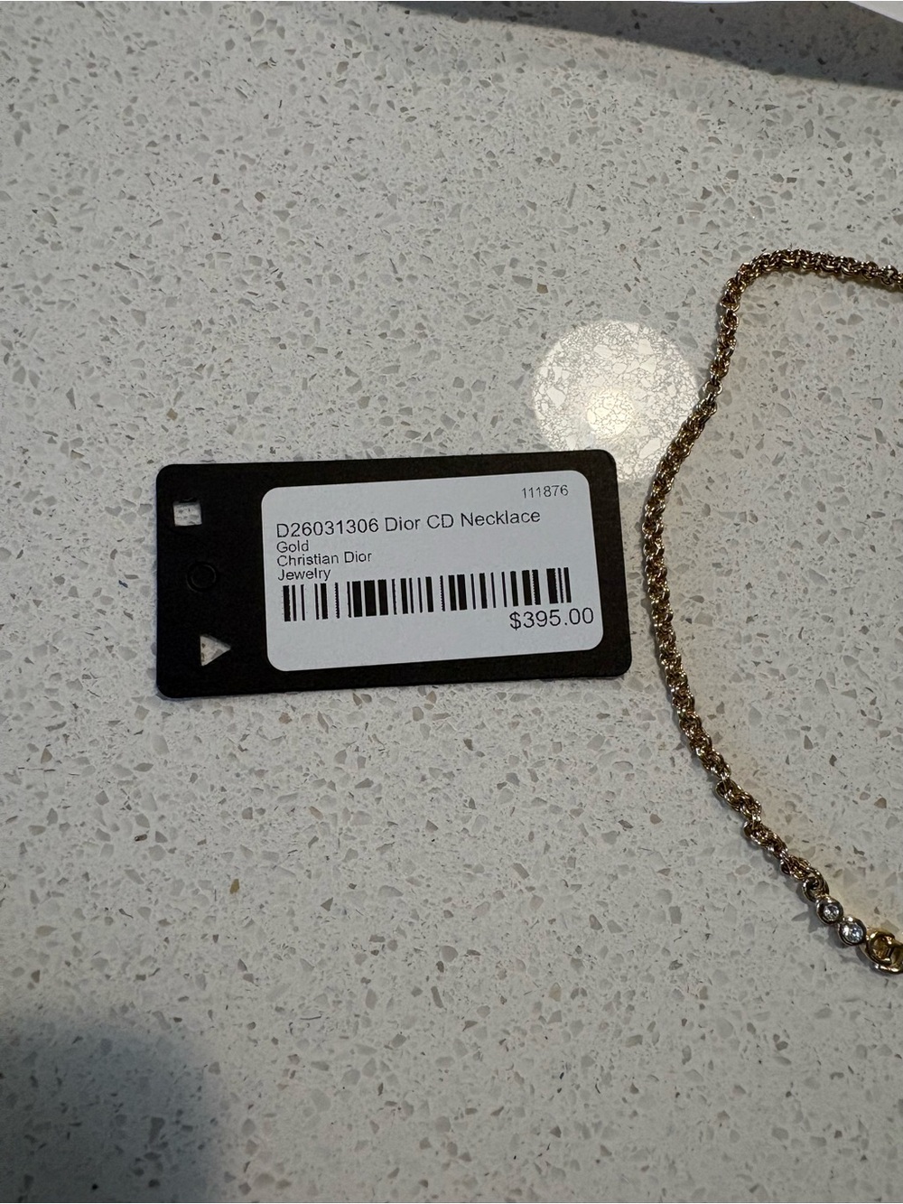 Dior Gold Chain Necklace with Crystal-Set Center and CD Charm - Picture 3 of 5